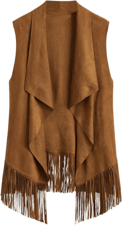 OYOANGLE Women's Fringe Suede Western Cowgirl Vests Small Brown