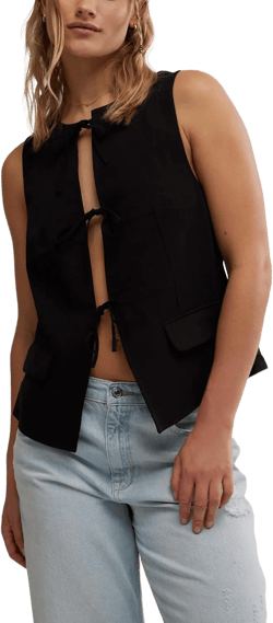 Free People Womens Celia Suit Vest X-Large Black