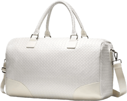 Duffle Bag for Travel, Large Woven Leather Duffle Bag for Men/Women, Waterproof Durable Weekender Bags for Women Overnight Bag Carry-On Bag for Travel,Gym,Sport-White