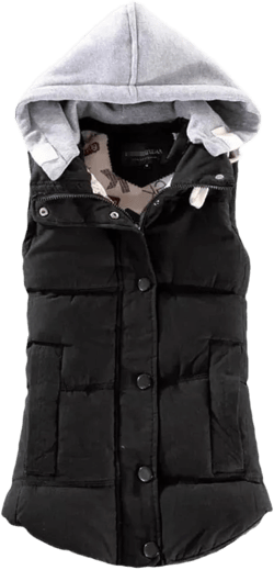 Plus Size Woman Winter Warm Down Vests Female Oversized Thick Women Removable Hooded Waistcoat 3X-Large Black