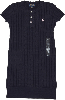 Polo Ralph Lauren Girls Cable Sweater Dress S Small 7 Navy