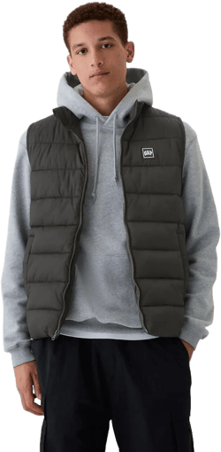 GAP Men's Logo Lightweight Puffer Vest X-Large True Black V2