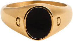 Crafted Men's Metallic Onyx Oval 18Kt-Plated Signet Ring