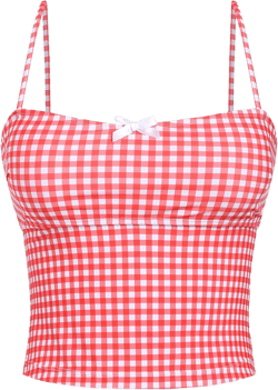 Women's Fashion Vest Top 2025 Trendy Stylish Plaid Gingham Summer Vest Red S