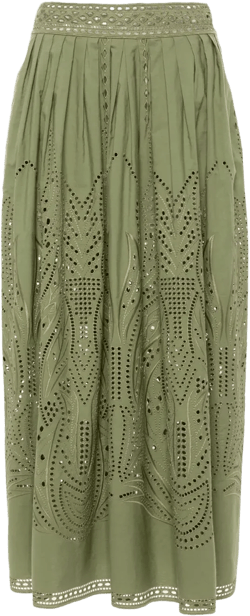 cut-out detail poplin midi skirt
