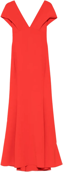 Italian stretch crepe V-neck gown dress