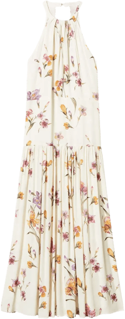 floral-print crepe dress