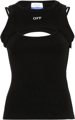 logo-embroidered tank top