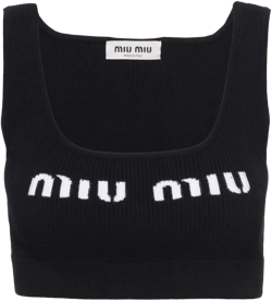 cropped logo-knit tank top