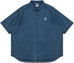 logo-applique denim shirt