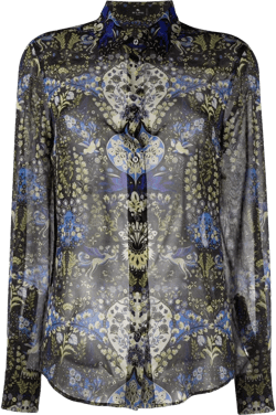 floral-print silk shirt