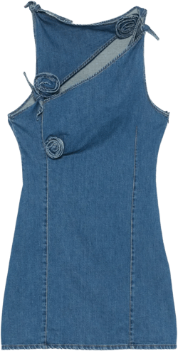 asymmetric flower-detail mini dress