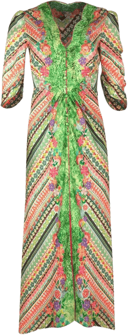 Mitsu B mix-print midi dress