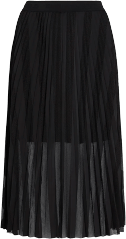 pleated mesh midi skirt