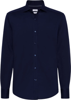 spread-collar cotton shirt