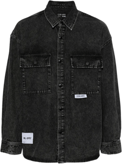 logo-appliqué denim shirt