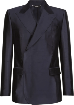 double-breasted silk suit jacket