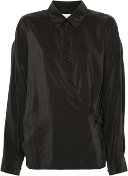 twisted straight-collar shirt