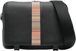 signature stripe-trim leather messenger bag