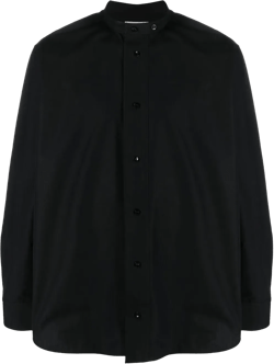 band-collar cotton shirt