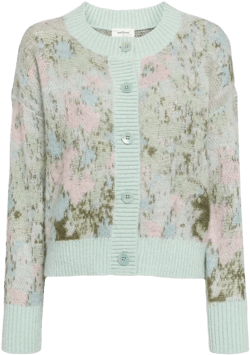 floral-intarsia-knitted cardigan