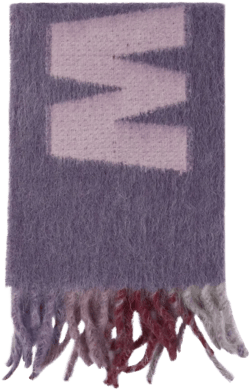 logo-jacquard fringed scarf