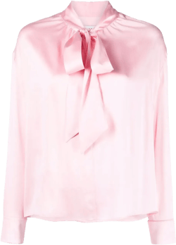 ribbon-fastened silk blouse