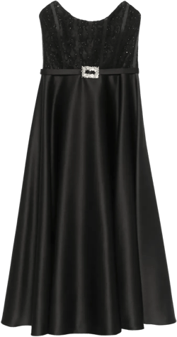 corset-style taffeta midi dress