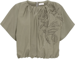 Flora-appliqué blouse