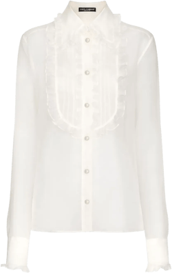 ruffled sheer cotton blouse