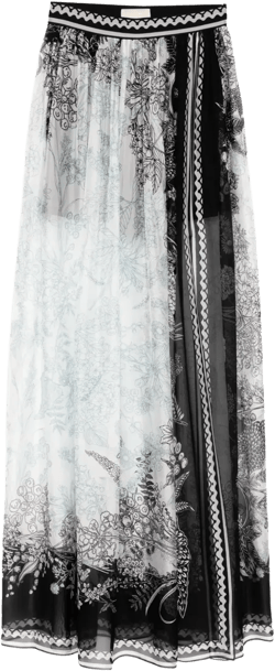 printed chiffon long skirt
