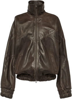 Acne Studios Women's Brown Letty Leather Bomber Jacket
