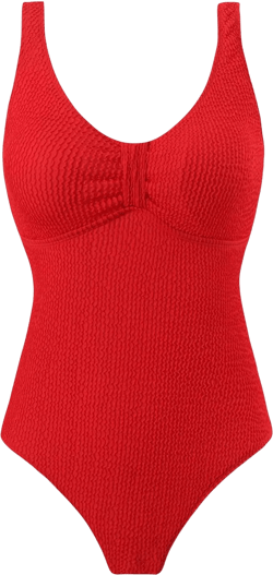 Women's One Piece Swimsuits Ribbed Textured Swimwear V Neck Push Up Bathing Suit 2025 Fashion Resort Beachwear Red Large