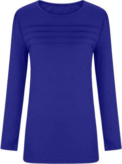 Womens Long Sleeve Shirt V Neck Casual Tops Basic Tee Plain Tshirt Fashion Loose Fit Pleated Tunic Top Spring Blouse