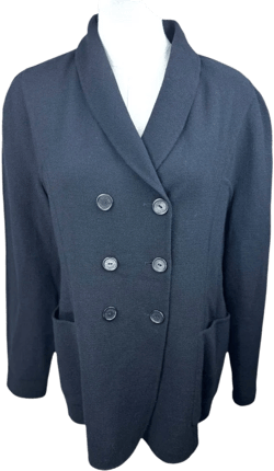 Escada Elements Navy Wool Double Breasted VINTAGE Blazer Womens 42R*