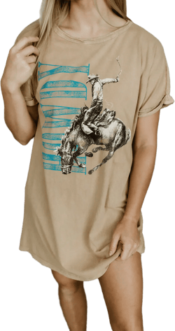 Howdy Ride & Relax Vintage Wash Oversized Tee Dress