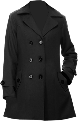 VearFit Women's Casual Wear Wool Trench Coat Blend Pea Woolen Full length Red, Black Blazer Small Black