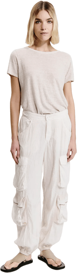 Silk Blend Cargo Trousers - Sand