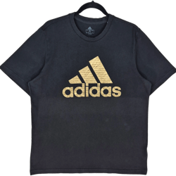 Adidas Black Gold Monogram Cotton Tee Shirt Size L