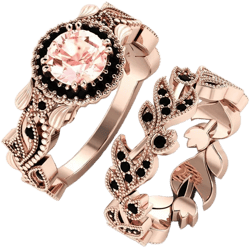 Fashion Women Flower Leaf  Zircon Ring Set
