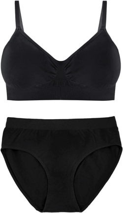 Black Bamboo Bra + High Cut Set With FREE Nipple Covers