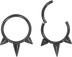 1 Pair 16G Stainless Steel Spike Punk Hinged Hoop Segment Rings Sleeper Earrings