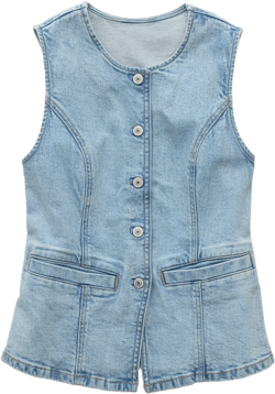 AE Crew Neck Button-Up Denim Vest