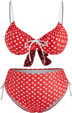 Polka Dot Drawstring Underwire Full Coverage Bikini Set Curve & Plus