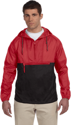 Packable Nylon Jacket, 4XL, RED/BLACK