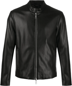 Faux Leather Bomber Jacket In Black