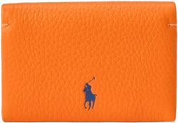 Polo Play Leather Snap Card Case In Orange Peel