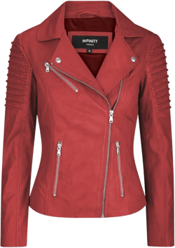 Slim Fitted Soft Leather Biker Jacket In Red
