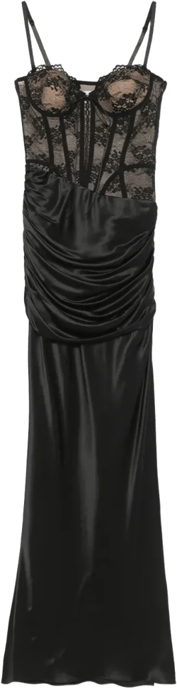lace-panel satin gown