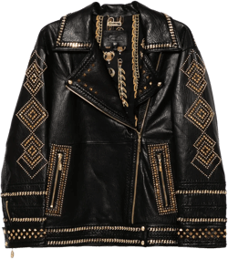Oversized Leather Biker Jacket They Called Her Nefertari In Black